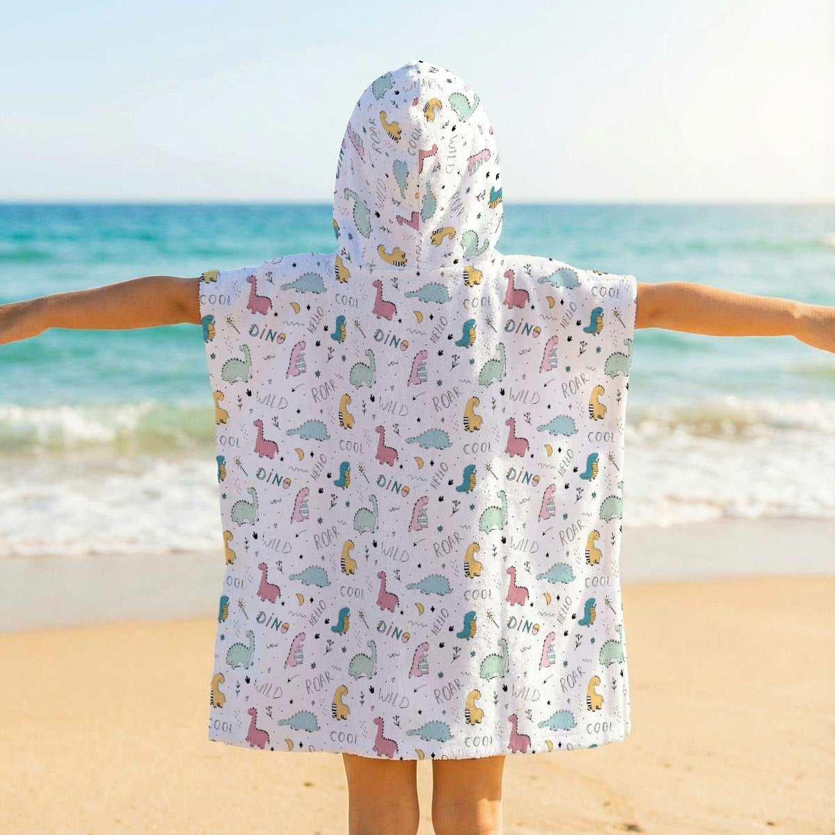 Quirky Dinosaurs Kid's Hooded Towel Poncho