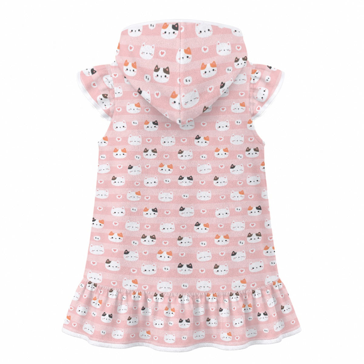 Pink Cats Girl's Hooded Beach Cover-Up