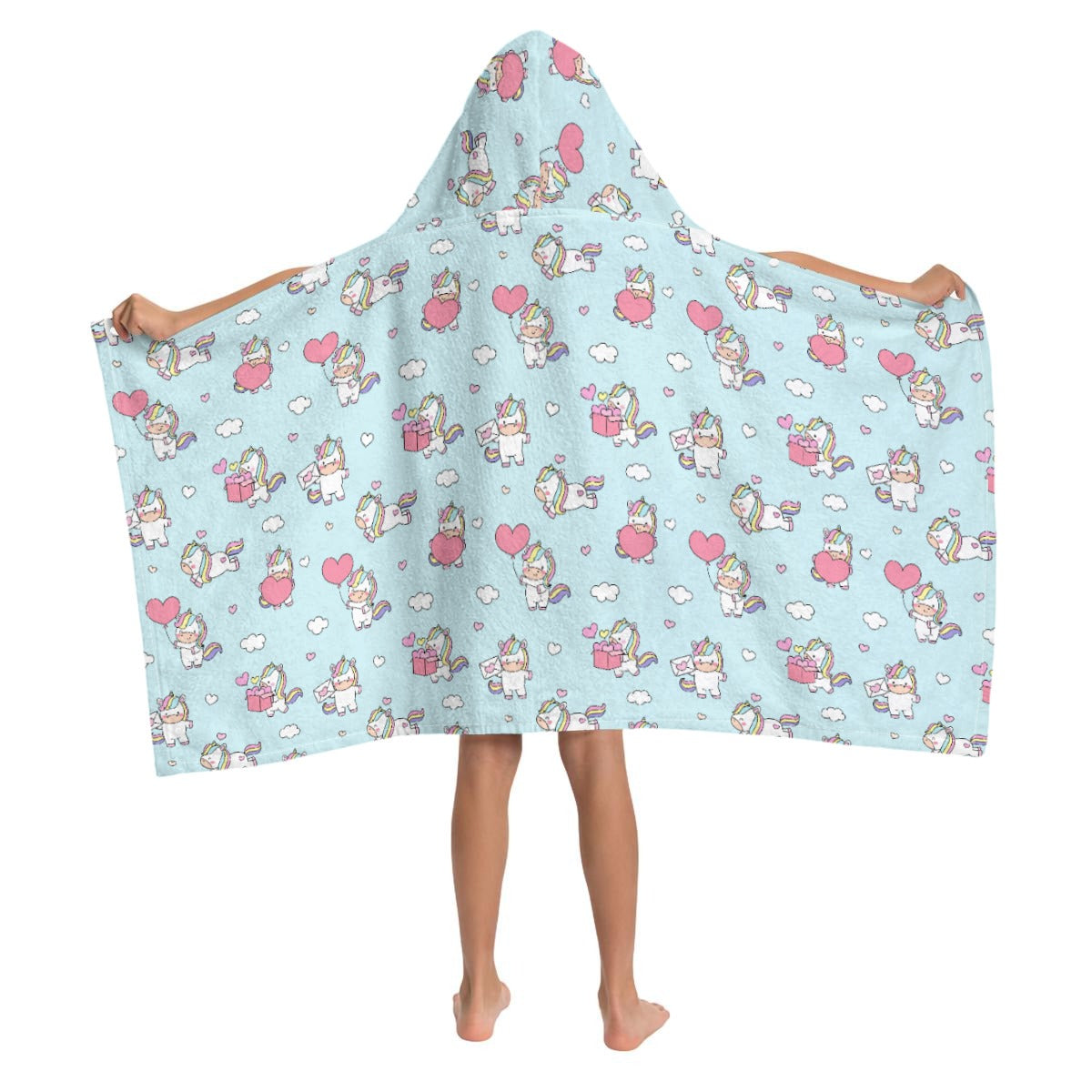 Rainbow Unicorn Kids Wrap Hooded Towel Poncho