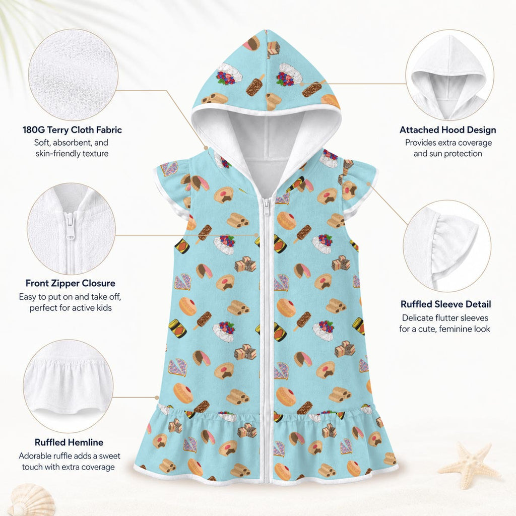 Classic Aussie Food Icons Girl's Hooded Beach Cover-Up