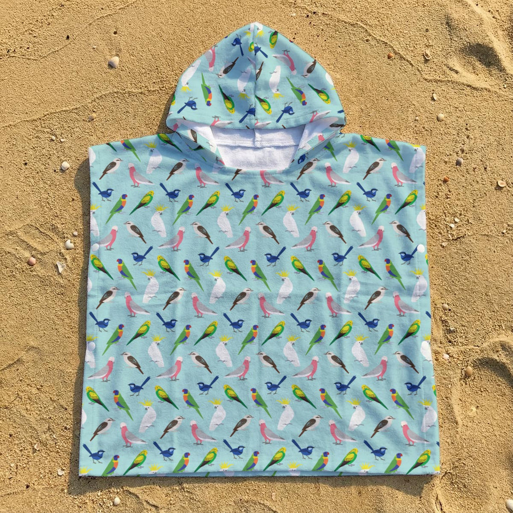 Australian Birds Kid's Hooded Towel Poncho