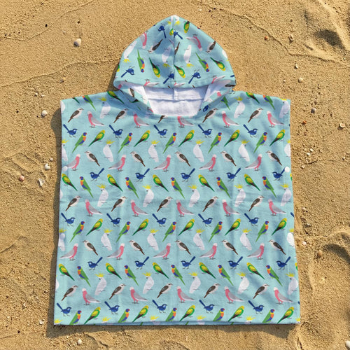 Australian Birds Kid's Hooded Towel Poncho Kids Hooded Towel Poncho animal Birds Printed Offshore
