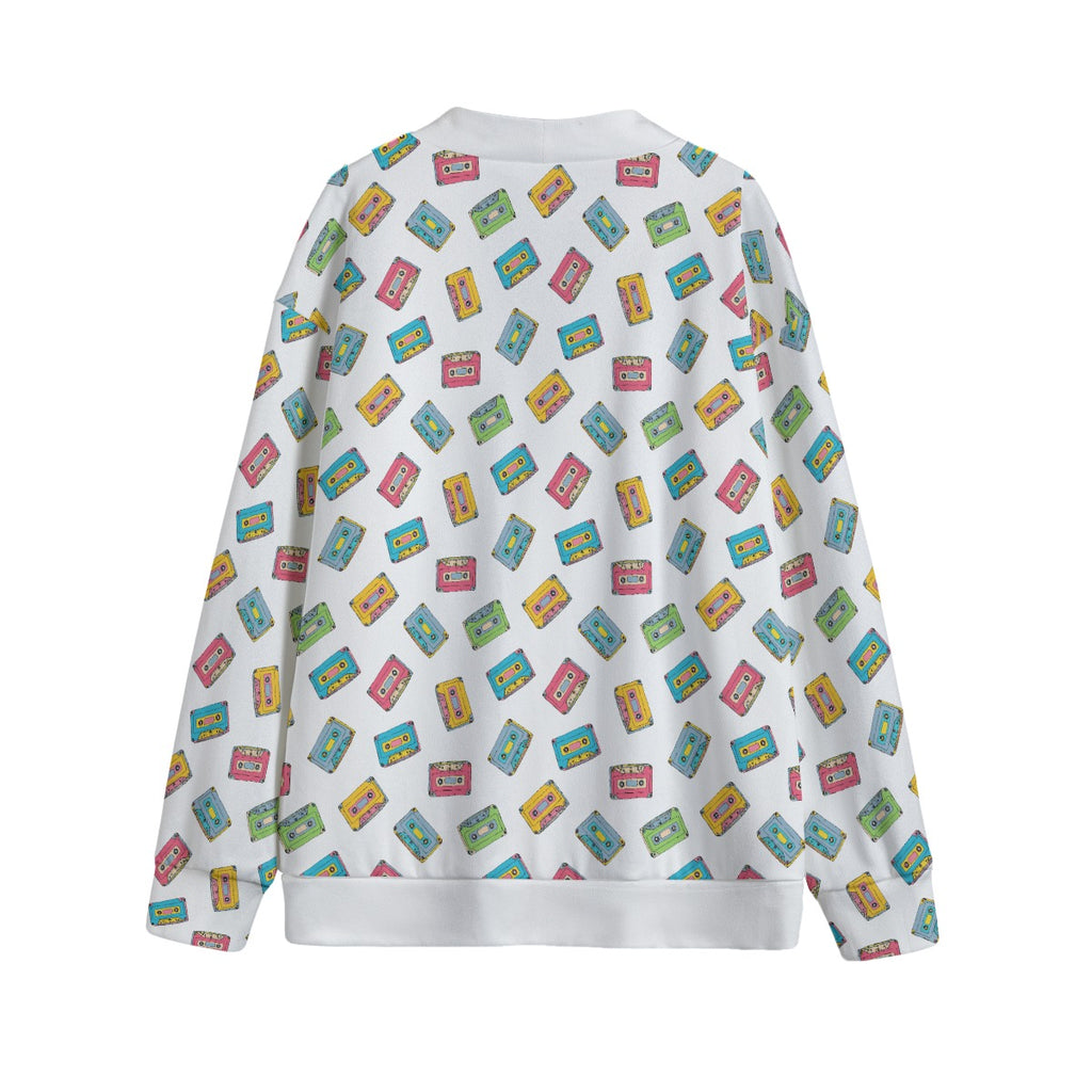 Colourful Cassette Tapes Unisex V-neck Cardigan With Button Closure
