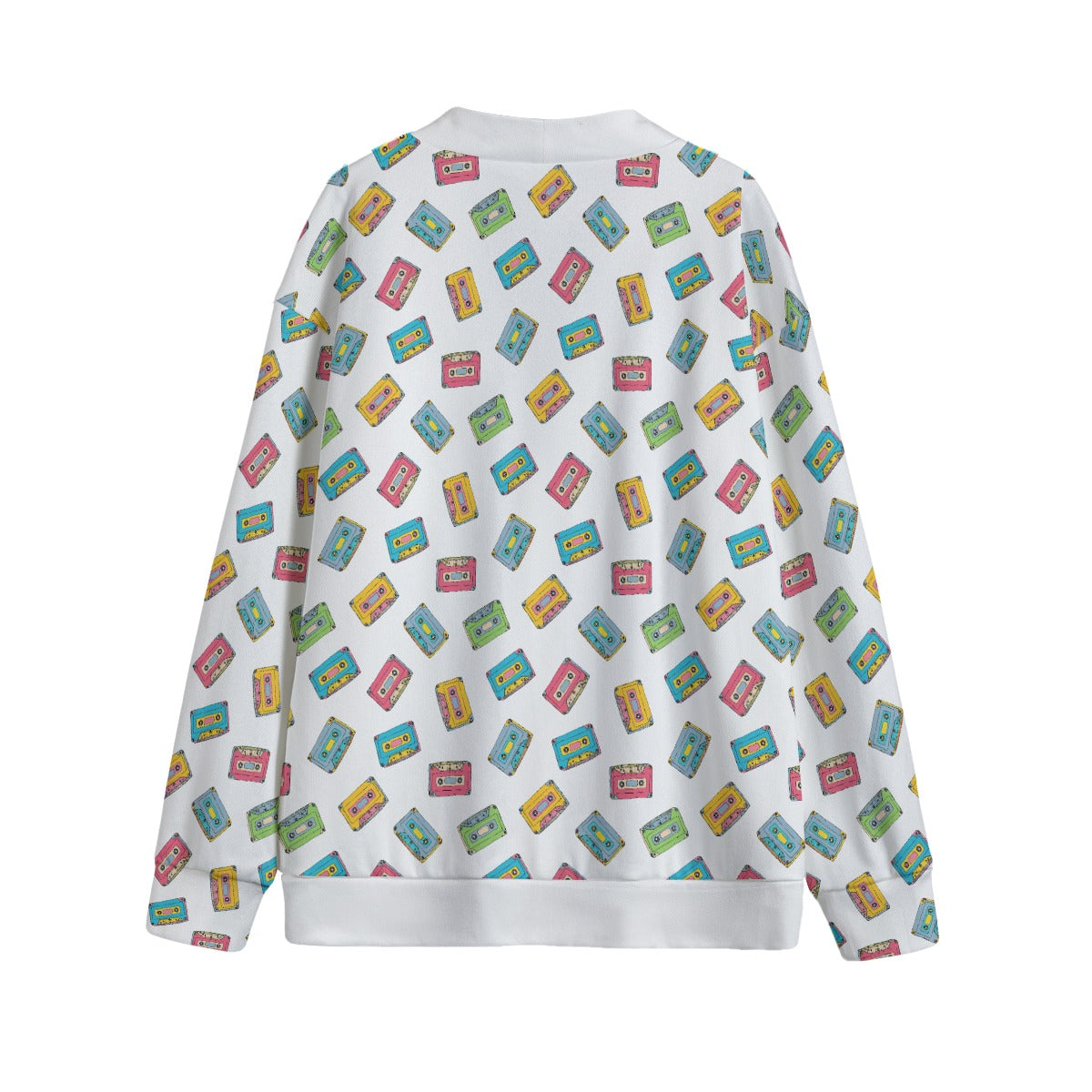 Colourful Cassette Tapes Unisex V-neck Cardigan With Button Closure