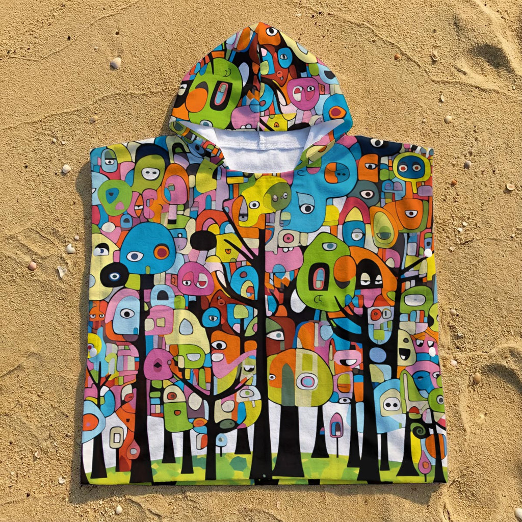 Trippy Trees Kid's Hooded Towel Poncho