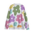 Big Pastel Flowers Unisex V-neck Cardigan With Button Closure