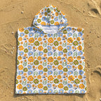 Retro Boho Flower Kid's Hooded Towel Poncho