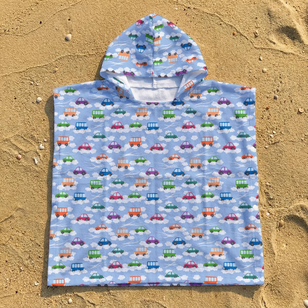 Colourful Cars Kid's Hooded Towel Poncho