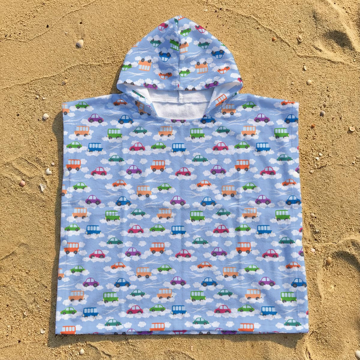 Colourful Cars Kid's Hooded Towel Poncho