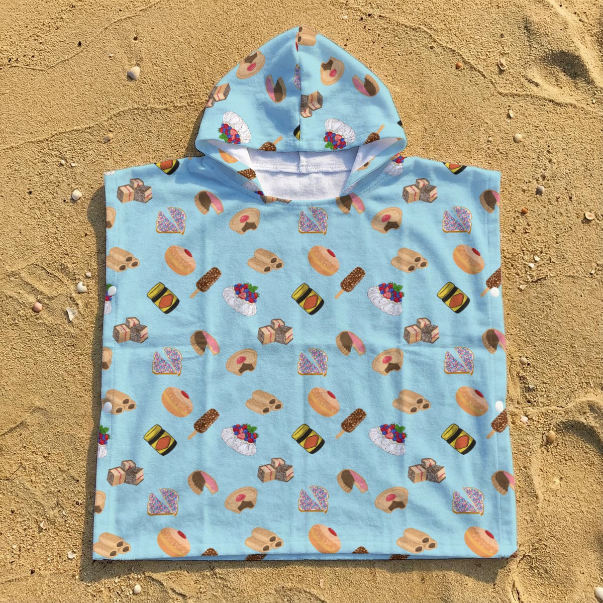 Classic Aussie Food Icons Kid's Hooded Towel Poncho