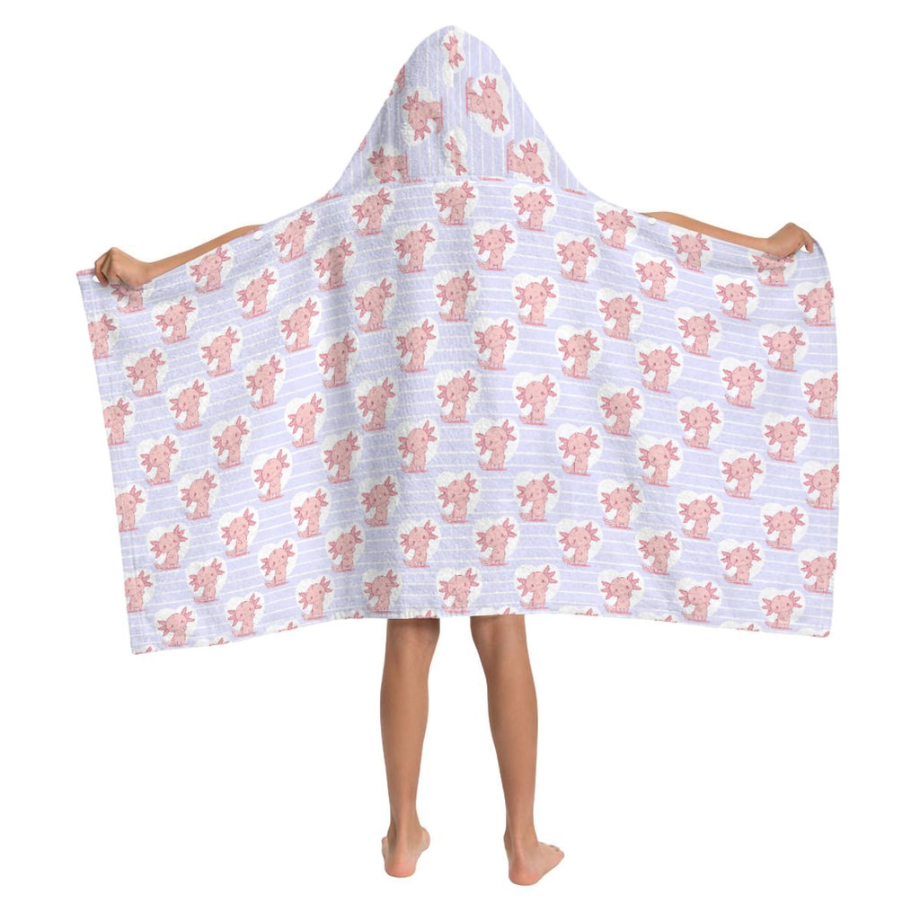 Axolotl Love Kids Wrap Hooded Towel Poncho