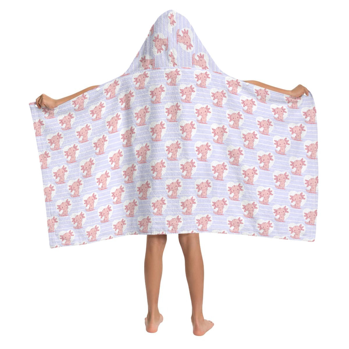 Axolotl Love Kids Wrap Hooded Towel Poncho