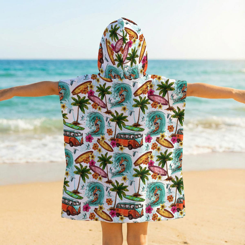 Surfing Safari Kid's Hooded Towel Poncho