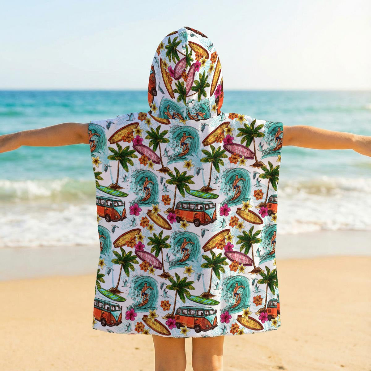 Surfing Safari Kid's Hooded Towel Poncho