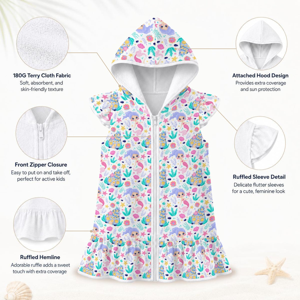 Mermaid World Girl's Hooded Beach Cover-Up