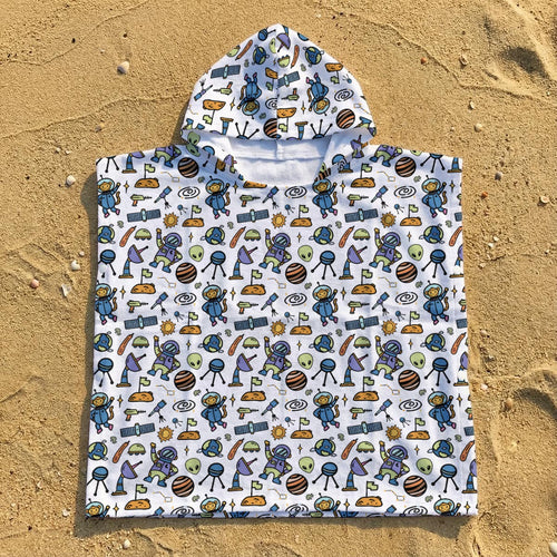 All About Space Kid's Hooded Towel Poncho Kids Hooded Towel Poncho Printed Offshore Space