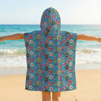 Doughnuts On Blue Kid's Hooded Towel Poncho