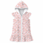 Pink Cats Girl's Hooded Beach Cover-Up