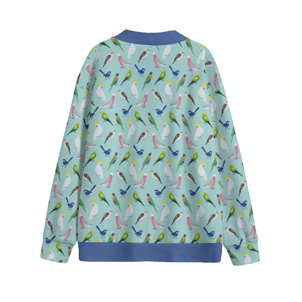 Australian Birds Unisex V-neck Cardigan With Button Closure