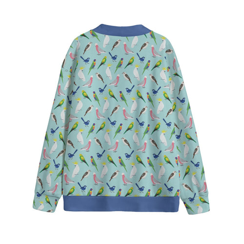 Australian Birds Unisex V-neck Cardigan With Button Closure Cardigan animal Australia Birds Printed Offshore