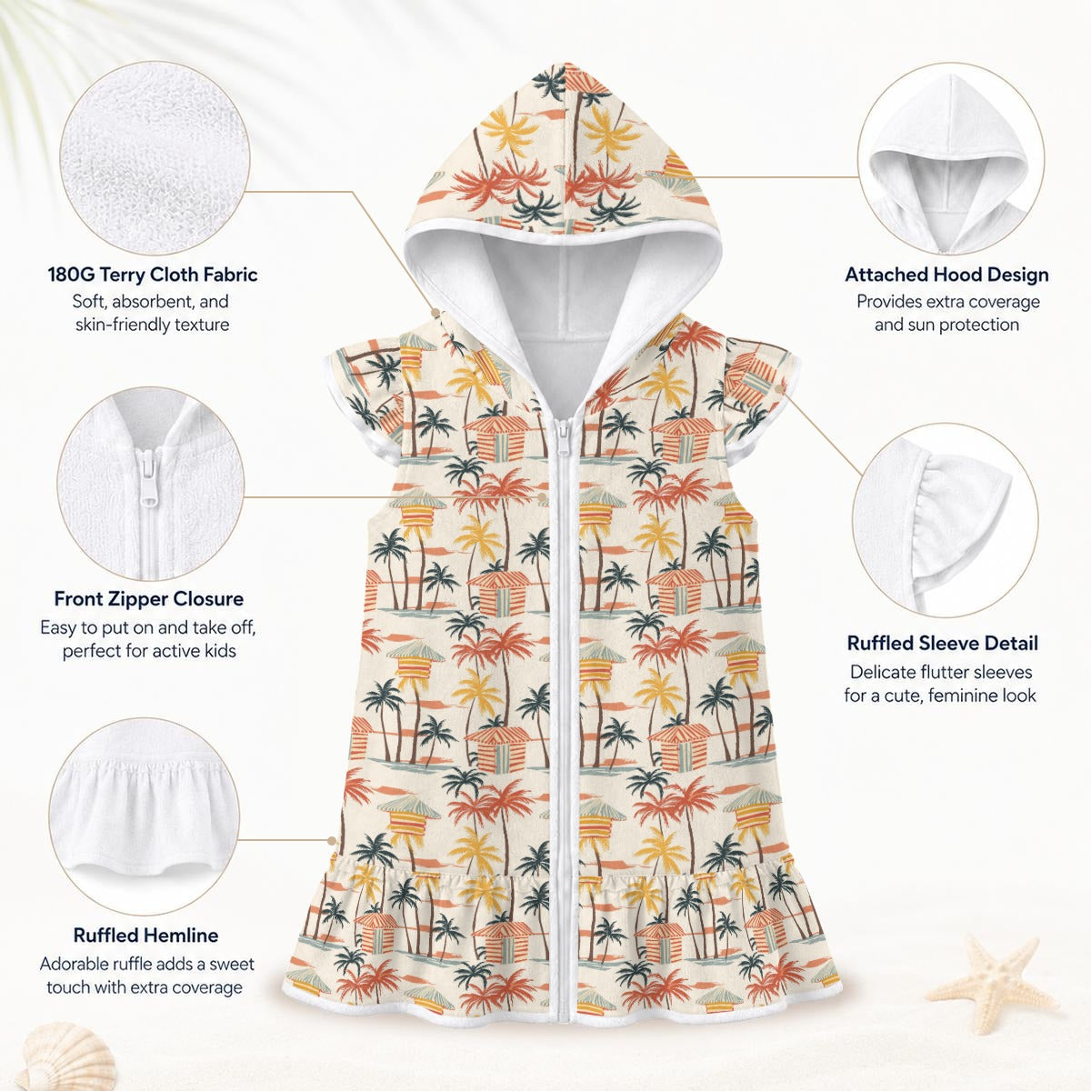 Beach Shack Girl's Hooded Beach Cover-Up