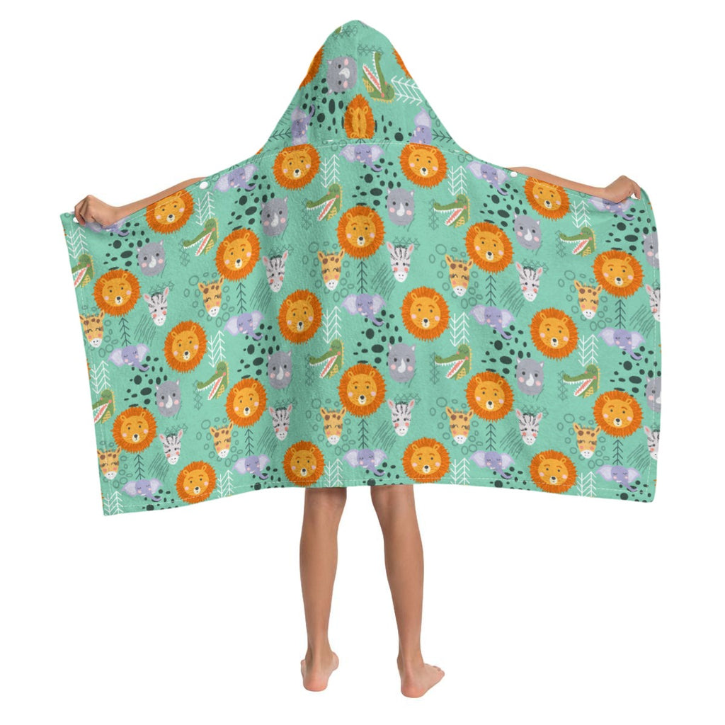 Safari Animals Kids Wrap Hooded Towel Poncho
