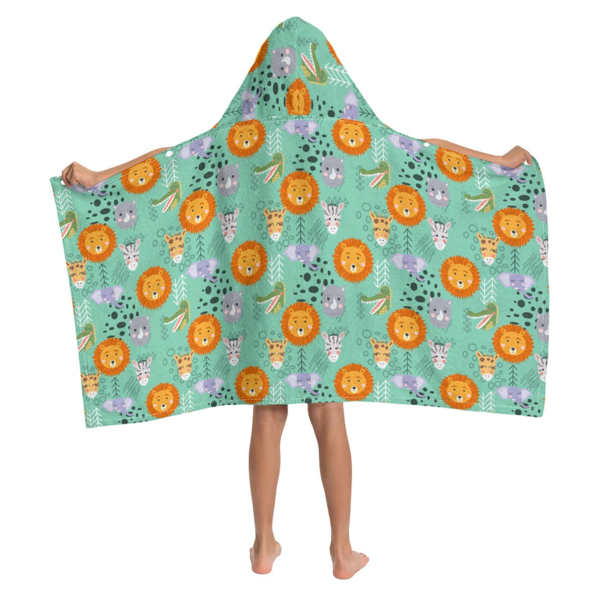 Safari Animals Kids Wrap Hooded Towel Poncho