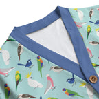 Australian Birds Unisex V-neck Cardigan With Button Closure