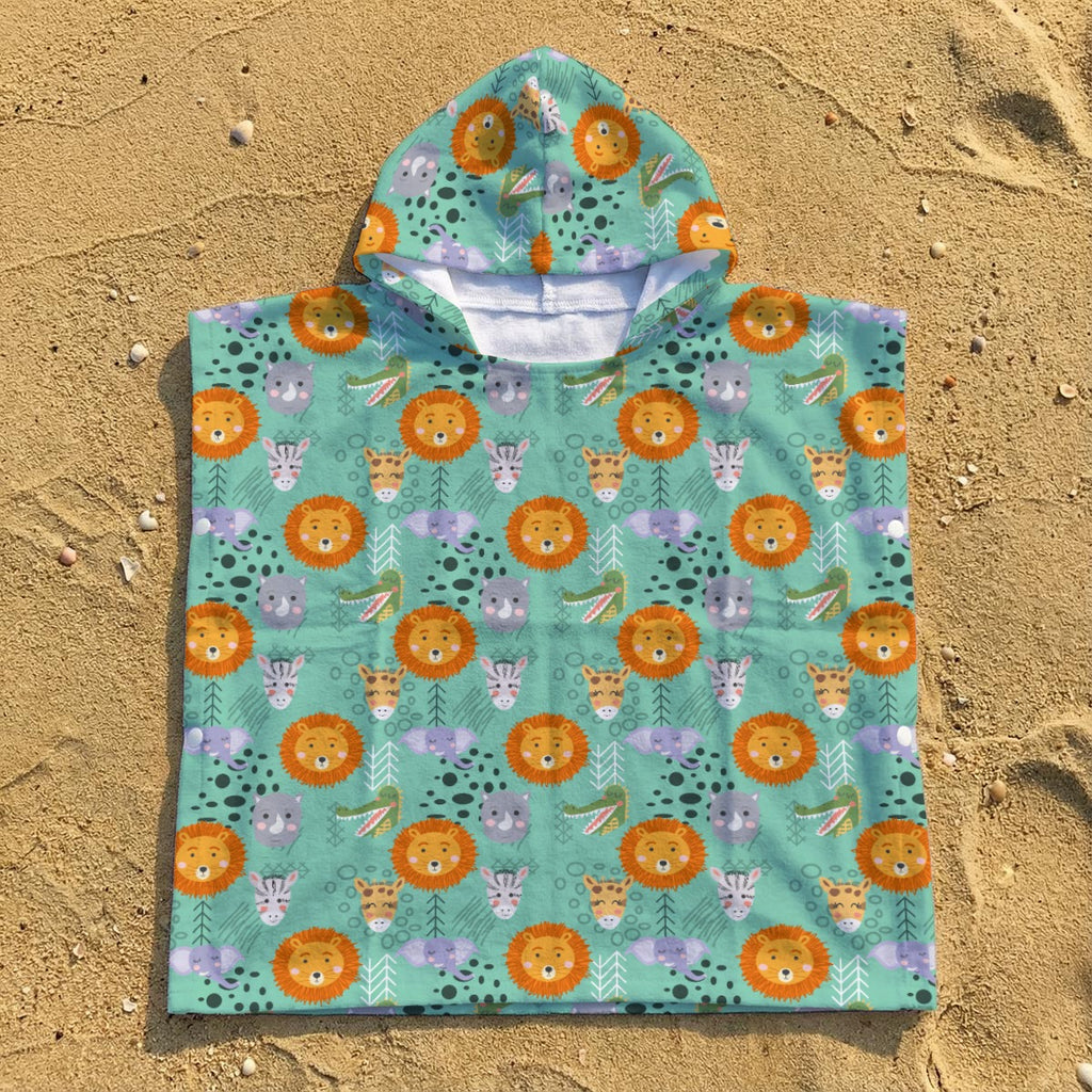 Safari Animals Kid's Hooded Towel Poncho