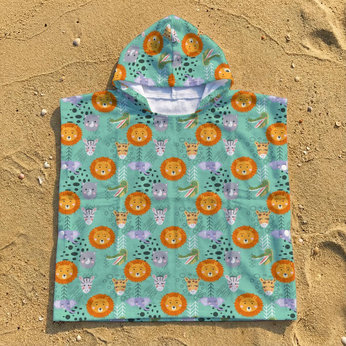 Safari Animals Kid's Hooded Towel Poncho