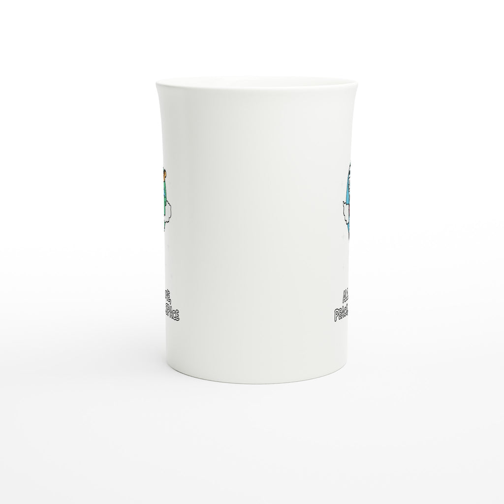 Astronaut, All We Need Is Love, Peace And A Little Space - White 10oz Porcelain Slim Mug Porcelain Mug Globally Fulfilled Space