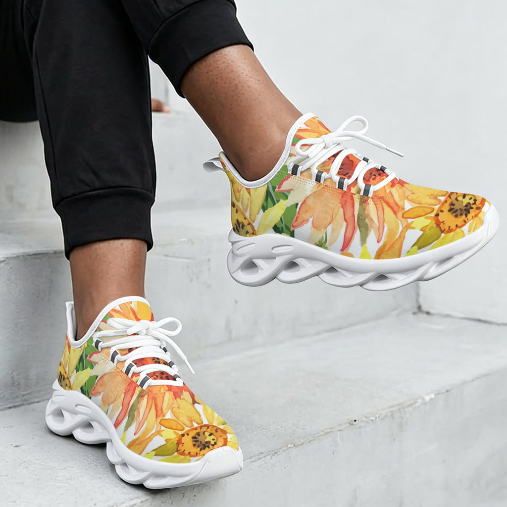 Watercolour Sunflower Women's Twisted Sole Sneakers