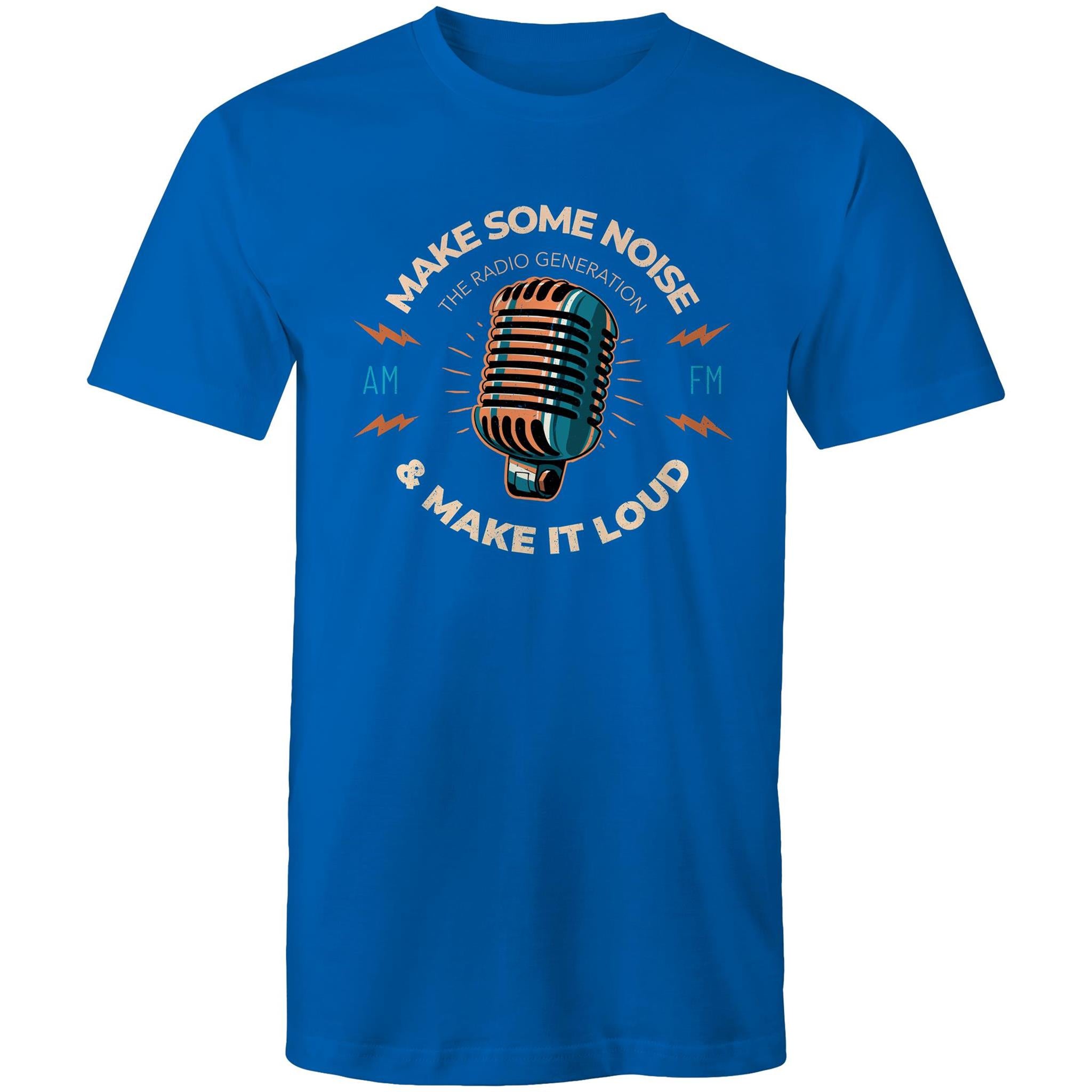 Make Some Noise, Microphone - Mens T-Shirt Bright Royal Mens T-shirt Music Printed In Australia
