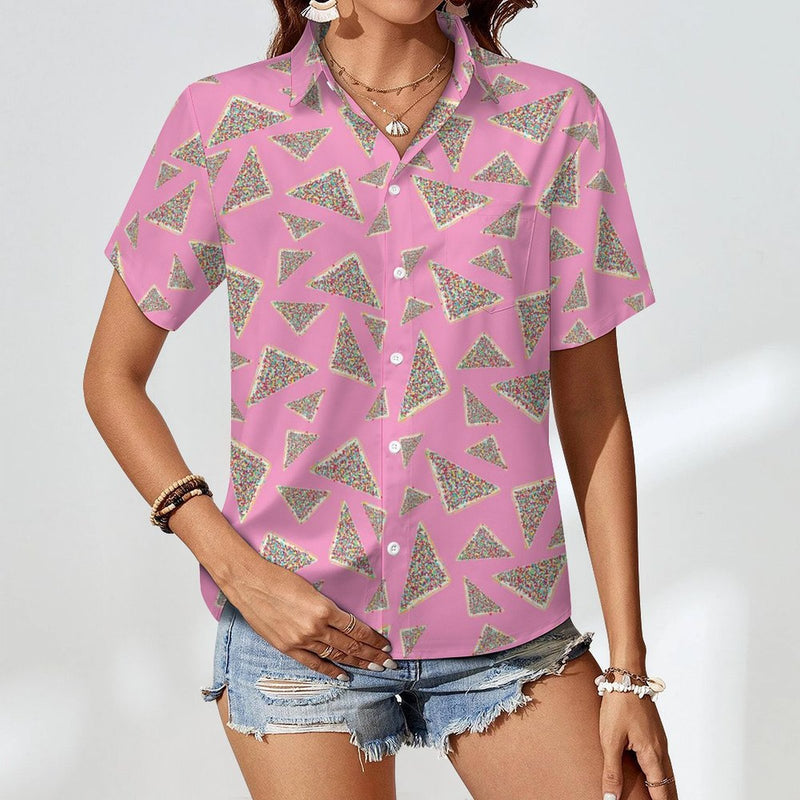 Fairy Bread Women's Short-Sleeve Button Up Shirt Women's Short-Sleeve Button Up Shirt Food Printed Offshore
