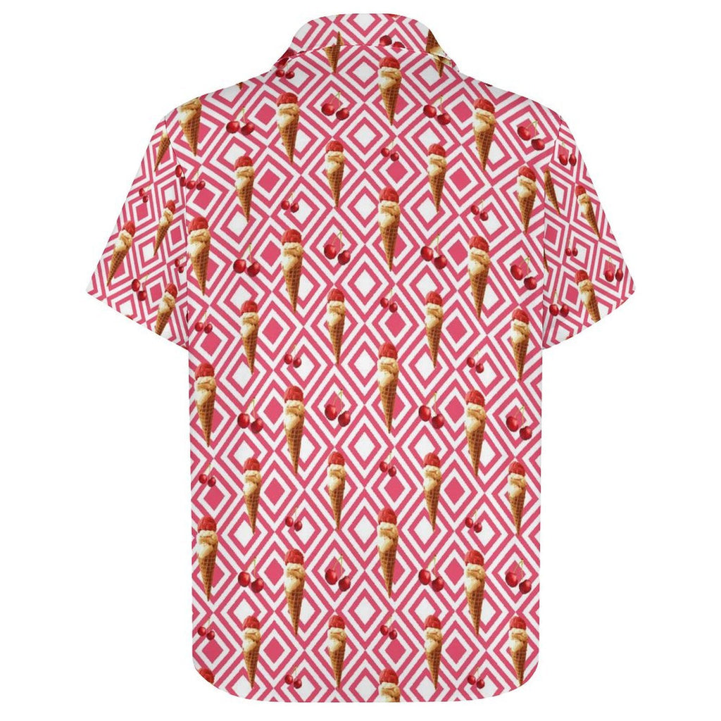 Cherry Ice Cream - Women's Short-Sleeve Button Up Shirt