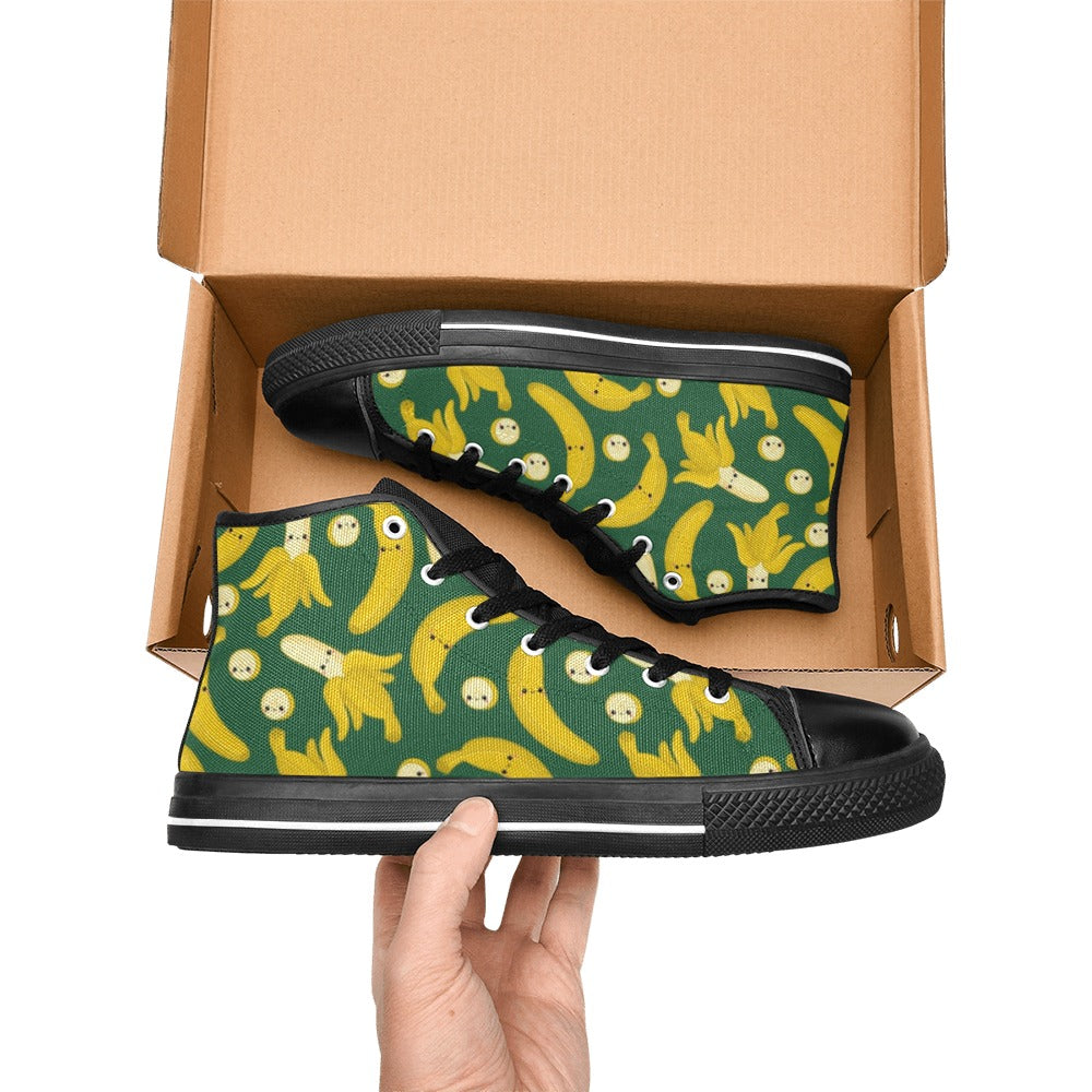 Happy Bananas - Kids High Top Canvas Shoes