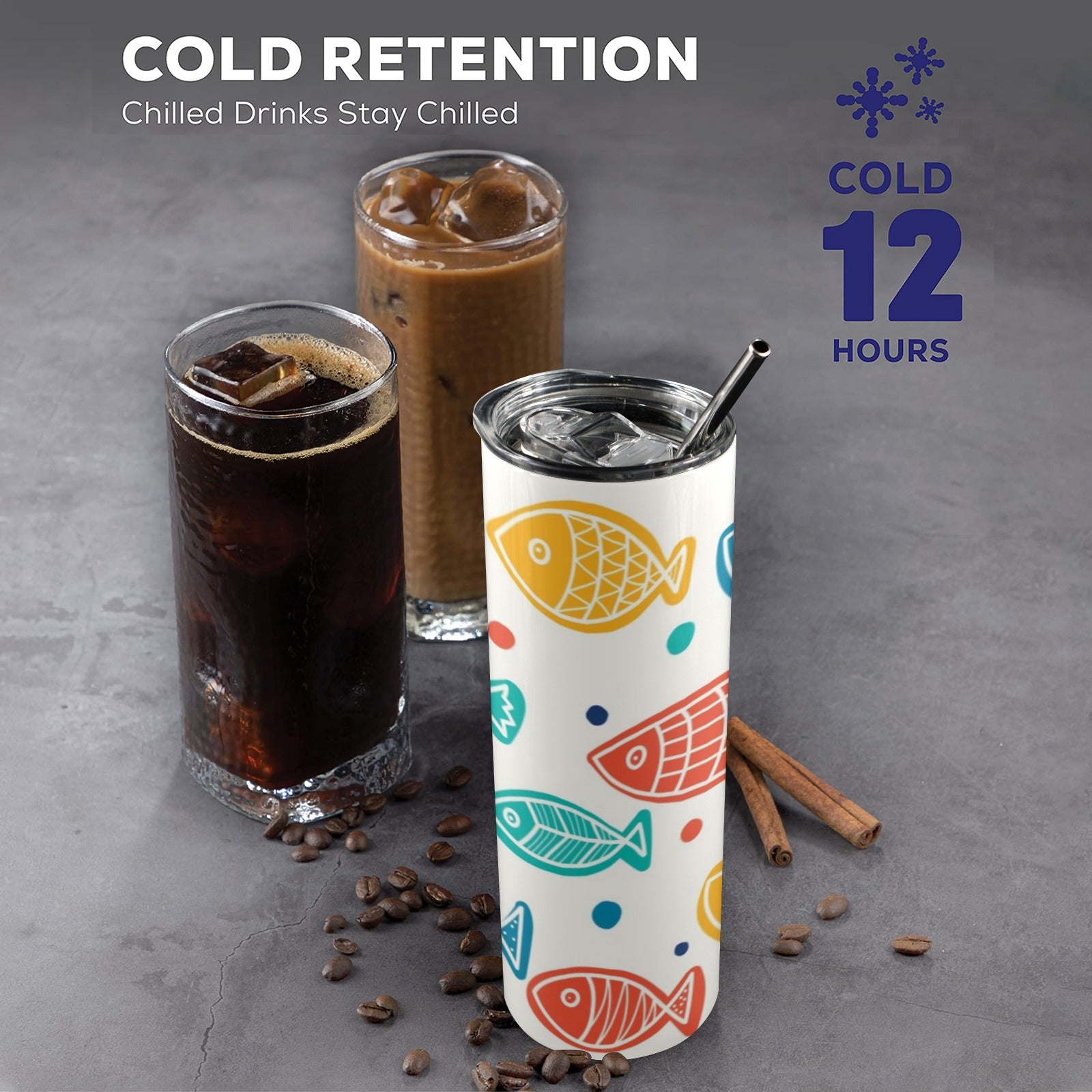 Fish 20oz Tall Skinny Tumbler with Lid and Straw