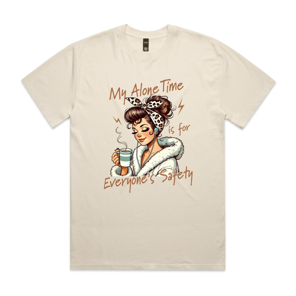 My Alone Time Is For Everyone's Safety AS Colour Heavy Faded Tee Unisex Faded ecru Heavy Faded T-shirt Printed In Australia