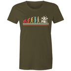 Drummer Evolution - Womens T-shirt Army Womens T-shirt Music Printed In Australia