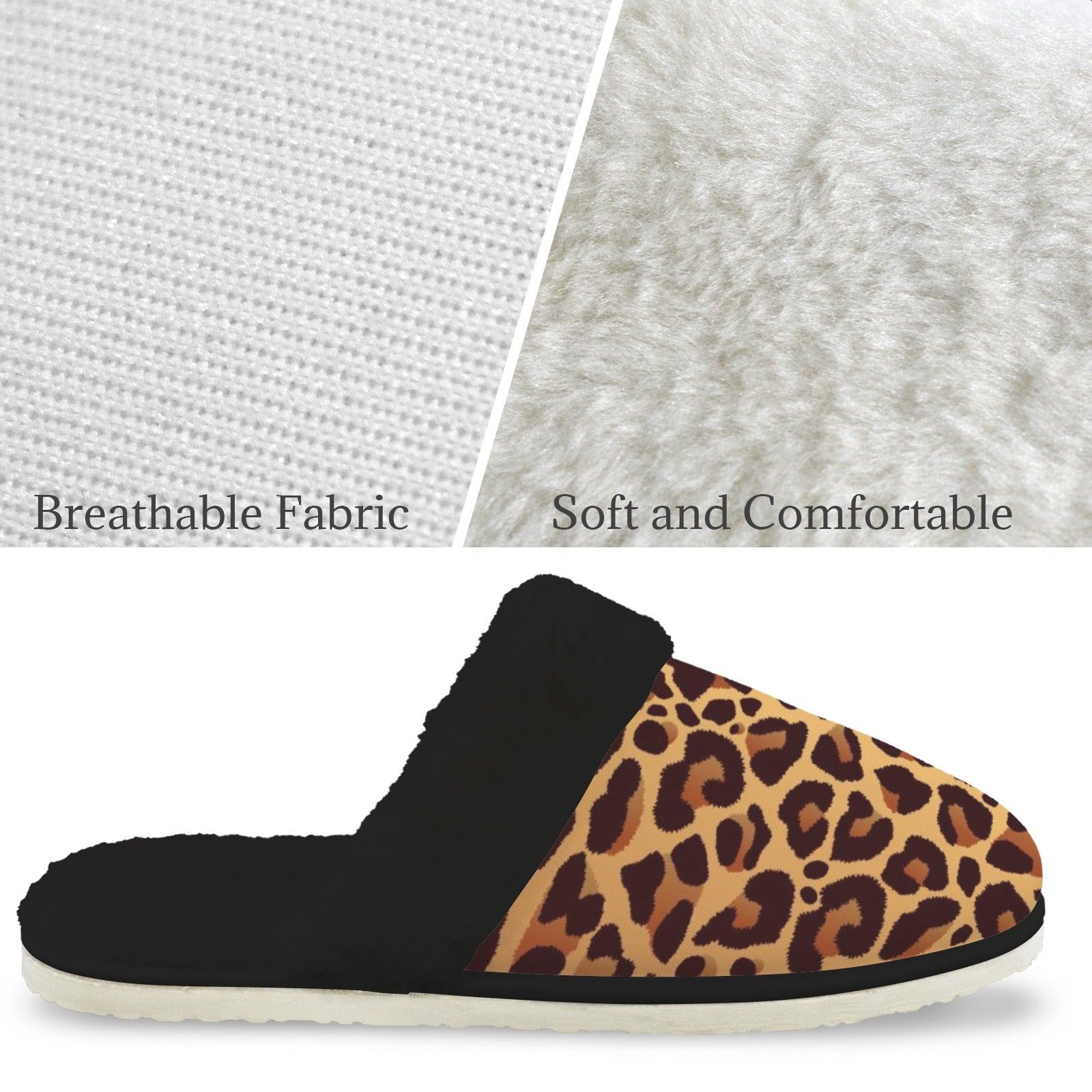 Leopard Print Women's Fur Trim Thick-Sole Indoor Slippers Women's Fur Trimmed Slippers animal Printed Offshore