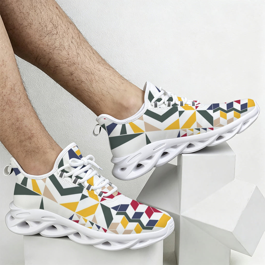 Colour Geometric Men's Twisted Sole Sneakers
