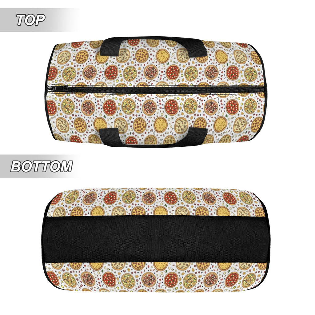 Round Pizzas On White Duffle Bag Duffle Bag Printed Offshore