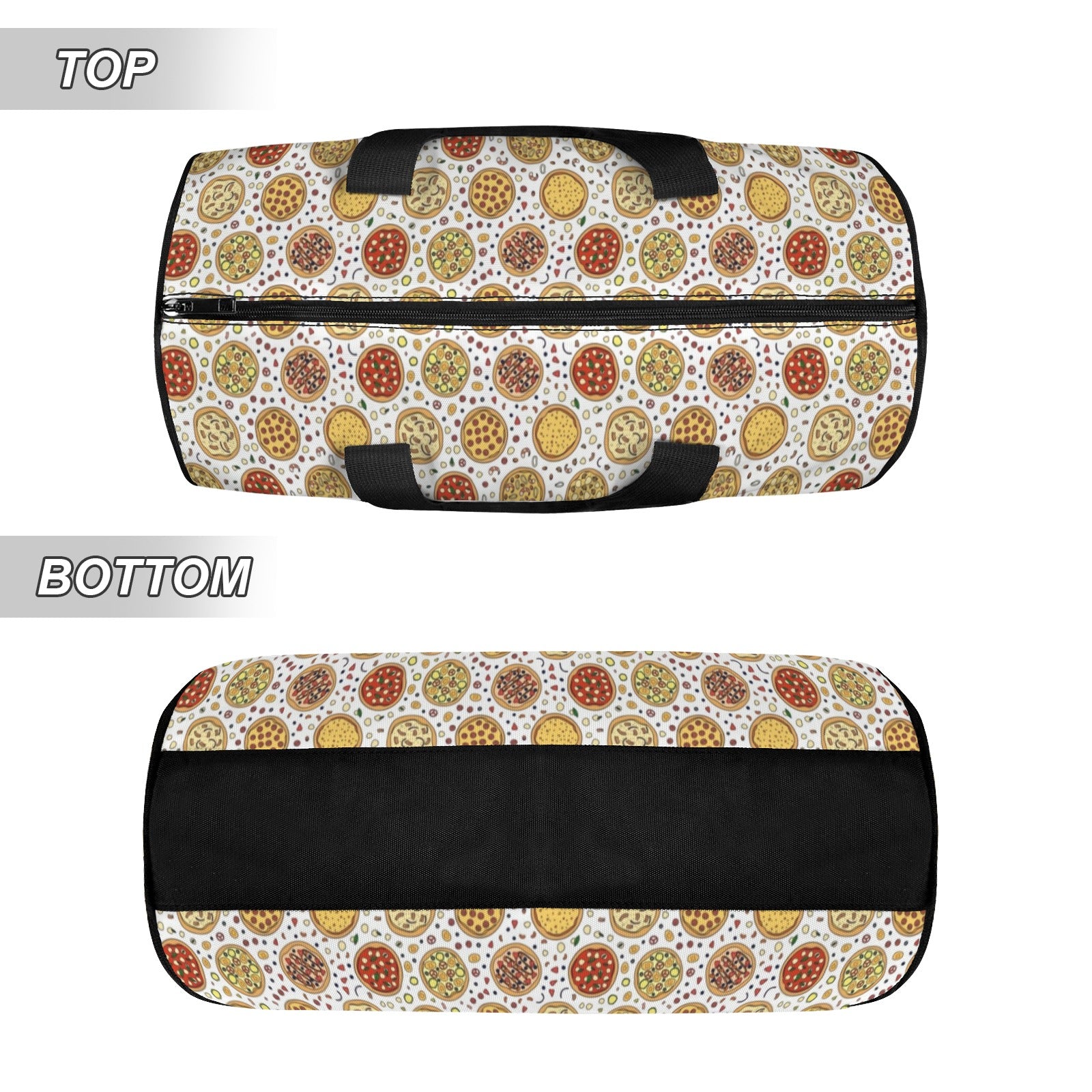 Round Pizzas On White Duffle Bag Duffle Bag Printed Offshore