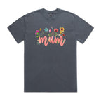 Mum, Flowers AS Colour Heavy Faded Tee Unisex Faded indigo Heavy Faded T-shirt Mum Printed In Australia