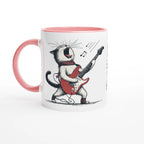 Personalised Cat Playing Guitar 11oz Ceramic Mug Ceramic Pink Personalised 11oz Mug animal Globally Fulfilled Music