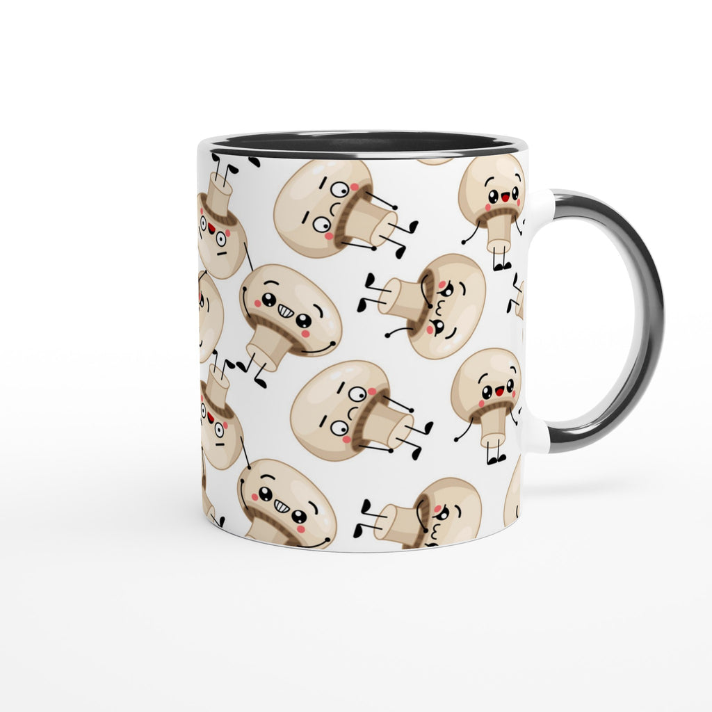 Cute Mushrooms - White 11oz Ceramic Mug with Colour Inside Colour 11oz Mug Globally Fulfilled
