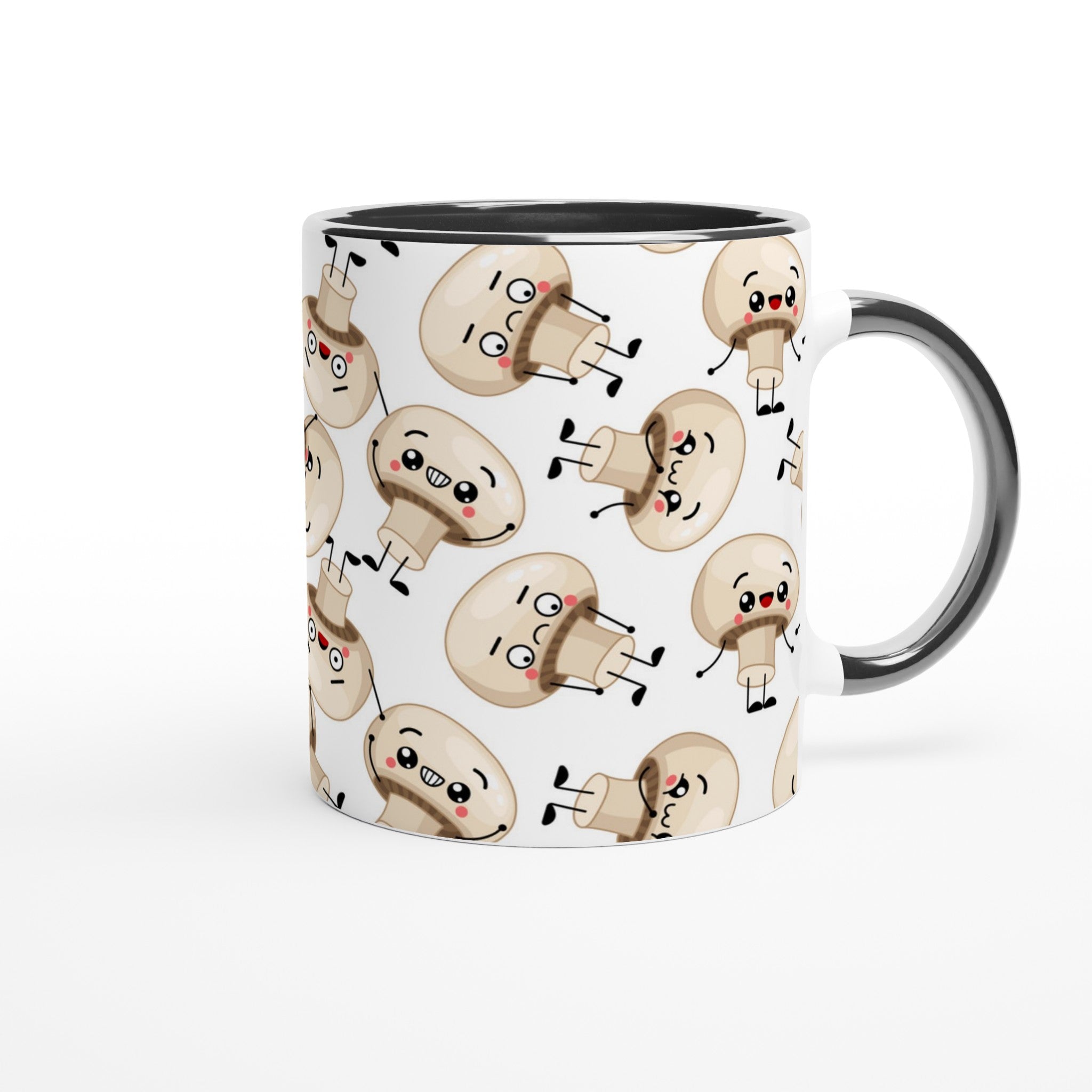 Cute Mushrooms - White 11oz Ceramic Mug with Colour Inside Colour 11oz Mug Globally Fulfilled
