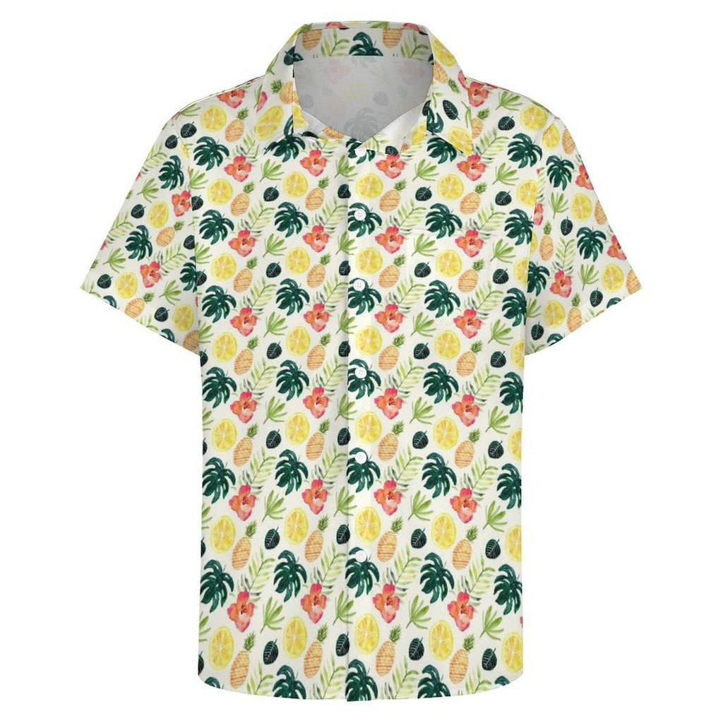 Tropical Pineapple Women's Short-Sleeve Button Up Shirt Women's Short-Sleeve Button Up Shirt Food Printed Offshore