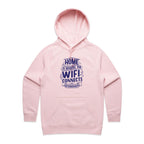 Home Is Where The WIFI Connects Automatically - Womens Hoodie Pink Womens Hoodie Printed In Australia Tech