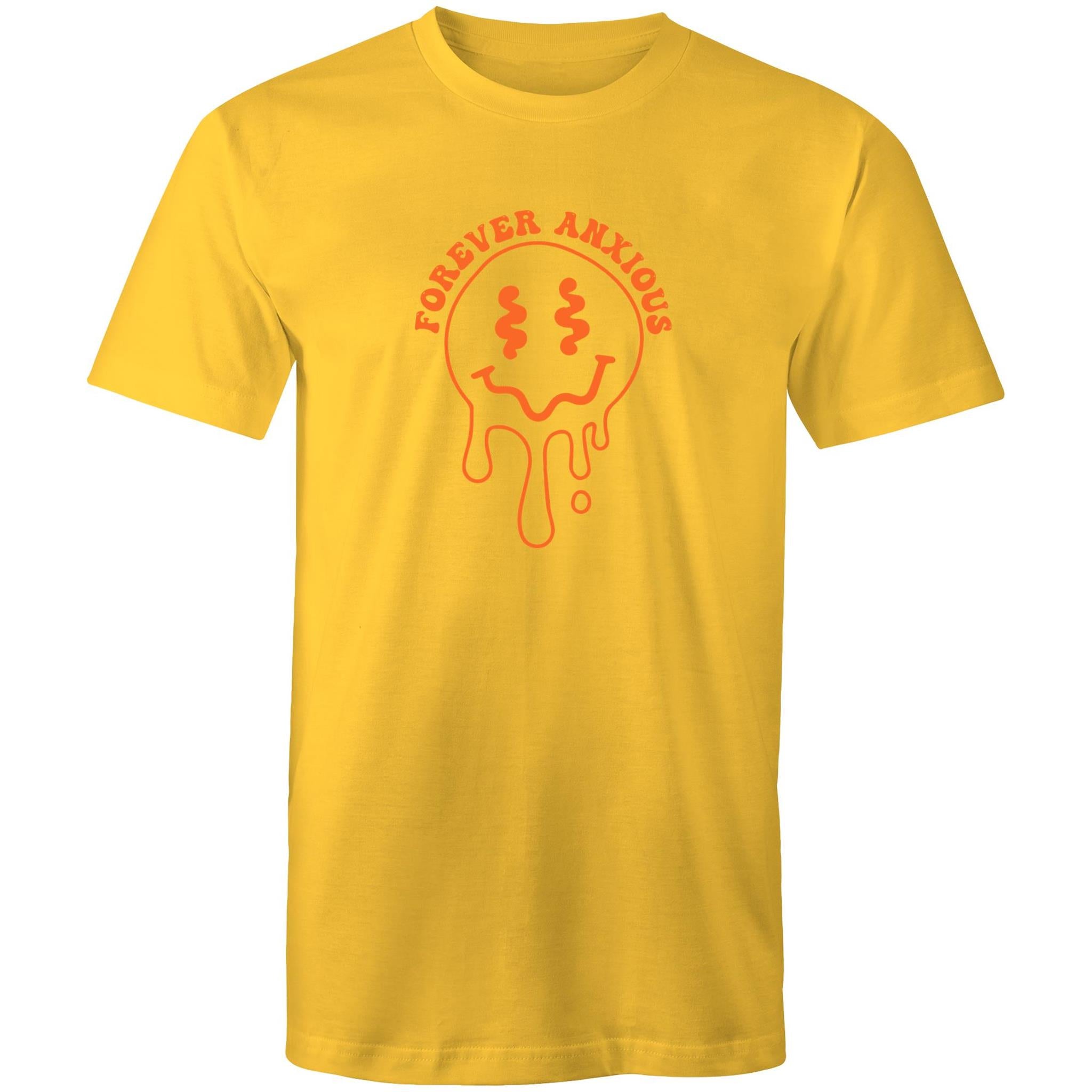 Forever Anxious - Mens T-Shirt Yellow Mens T-shirt Printed In Australia